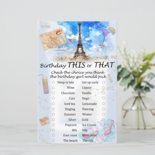 Eiffeltoren Birthday dit spel (Staand voorkant)