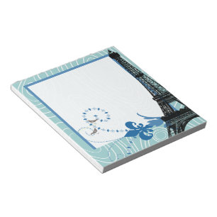 Eiffeltoren Blauw Cute Houtnerf Liefde Vogels Notitieblok