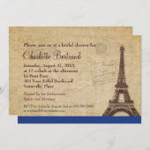 Eiffeltoren Blauw Parijse Vrijgezellenfeest Kaart (Voorkant / Achterkant)