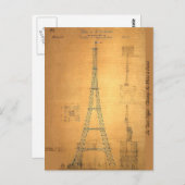 Eiffeltoren blauwdruk 1884 briefkaart (Voorkant / Achterkant)