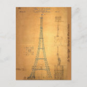 Eiffeltoren blauwdruk 1884 briefkaart (Voorkant)