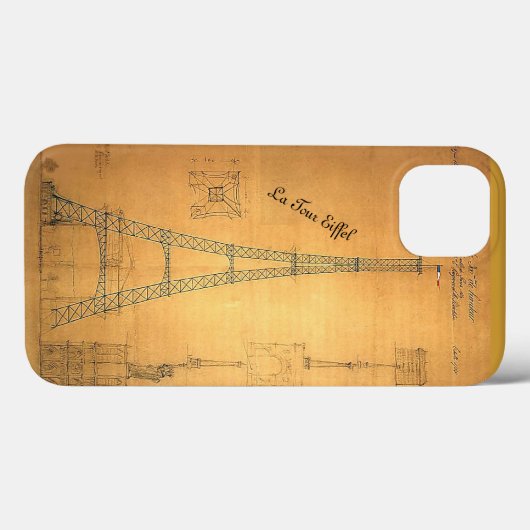 Eiffeltoren blauwdruk 1884 Case-Mate iPhone case (Achterkant (horizontaal))
