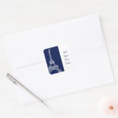 Eiffeltoren Blauwe en Witte Sjabloon Vierkante Sticker (Envelop)