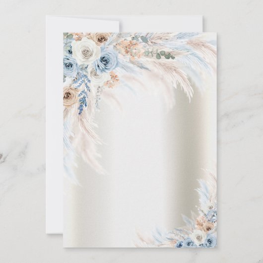 Eiffeltoren Blauwe Rozen Pampas Grass Quinceanera Kaart (Achterkant)