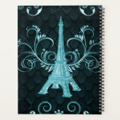Eiffeltoren Blauwgroen Floral Swirls Planner (Achterkant)