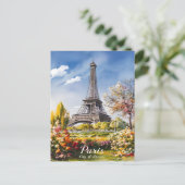 Eiffeltoren bloeit in lente Parijs Briefkaart (Staand voorkant)