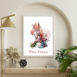 Eiffeltoren Bloem Bloemrijk Waterverf Parijs Frank Poster