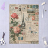 Eiffeltoren, bloemen en vlinders in mixed media tissuepapier (Craft)