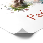 Eiffeltoren Bloemen Waterverf Paris France Poster (Hoek)