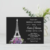 Eiffeltoren Bloemen Zwart-wit Vrijgezellenfeest Kaart (Staand voorkant)