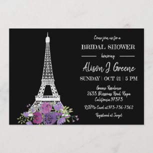 Eiffeltoren Bloemen Zwart-wit Vrijgezellenfeest Kaart