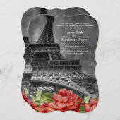 Eiffeltoren Bloemenbruiloft Uitnodiging (Voorkant / Achterkant)