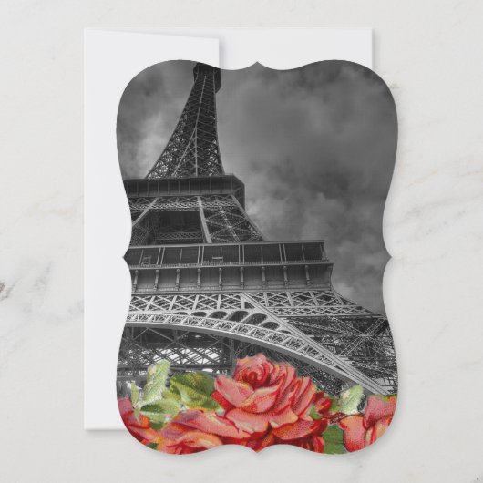 Eiffeltoren Bloemenbruiloft Uitnodiging (Achterkant)