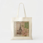 Eiffeltoren Blush Floral Paris script Tote Bag (Voorkant)