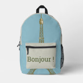 Eiffeltoren - Bonjour Bedrukte Rugzak (Voorkant)