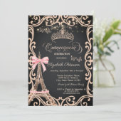 Eiffeltoren Boog Frame Jurk Glitter Vlinder  Kaart (Staand voorkant)