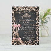 Eiffeltoren Boog Frame Jurk Vlinder Sweet 16 Kaart (Staand voorkant)
