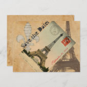 Eiffeltoren Briefkaart bewaar de datum (Voorkant / Achterkant)