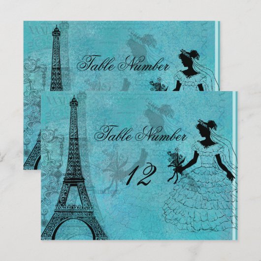 Eiffeltoren bruidstabel nummer Briefkaart (Voorkant / Achterkant)