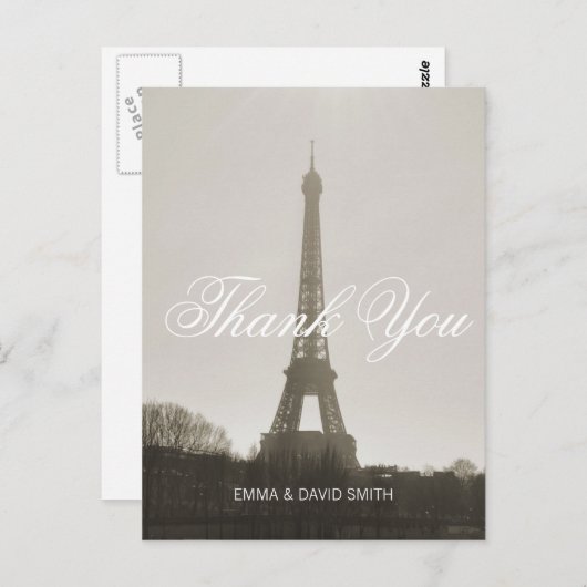 Eiffeltoren bruiloft bedankt Briefkaart (Voorkant / Achterkant)