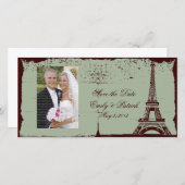 Eiffeltoren bruiloft Bewaar de datum van de fotoka Save The Date (Voorkant / Achterkant)