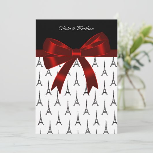 Eiffeltoren bruiloft kaart (Staand voorkant)