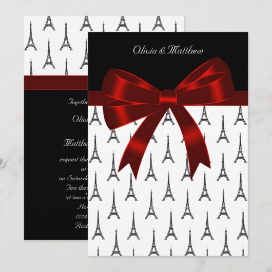 Eiffeltoren bruiloft kaart (Voorkant / Achterkant)