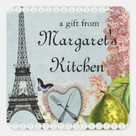 Eiffeltoren cadeaulabel label Shabby chic fork mes