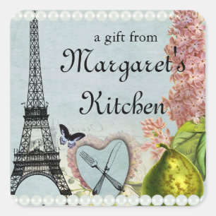 Eiffeltoren cadeaulabel label Shabby chic fork mes