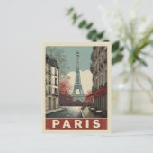  Eiffeltoren Café Parijs Frankrijk Waterverf Briefkaart (Staand voorkant)