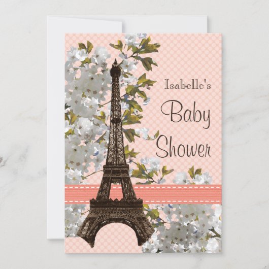 Eiffeltoren Cherry Blossom Baby shower Kaart (Voorkant)
