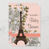 Eiffeltoren Cherry Blossom Baby shower Kaart (Voorkant / Achterkant)