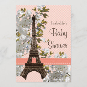 Eiffeltoren Cherry Blossom Baby shower Kaart