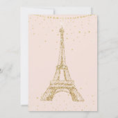 Eiffeltoren chic gold glitter blush quinceanera kaart (Achterkant)