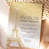 Eiffeltoren chic gold glitter marble Sweet 16 Kaart