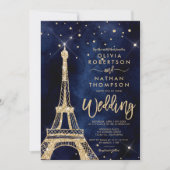 Eiffeltoren chic gold glitter spargel bruiloft kaart (Voorkant)