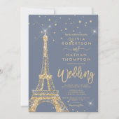 Eiffeltoren chic gold glitter spargel bruiloft kaart (Voorkant)