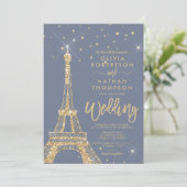Eiffeltoren chic gold glitter spargel bruiloft kaart (Staand voorkant)