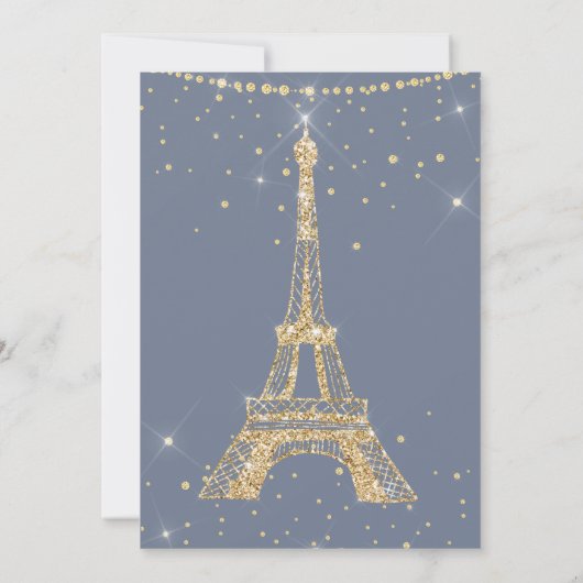 Eiffeltoren chic gold glitter spargel bruiloft kaart (Achterkant)