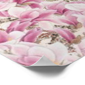 Eiffeltoren collage met roze wijnbloemen Poster (Hoek)