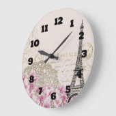 Eiffeltoren collage met roze wilde bloemen Grote Klok (Hoek)