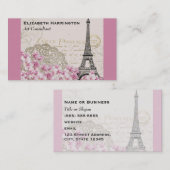  Eiffeltoren Collage met roze WIldflower Visitekaartje (Voorkant / Achterkant)