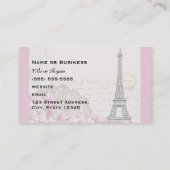  Eiffeltoren Collage met roze WIldflower Visitekaartje (Achterkant)