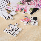 Eiffeltoren collage roze florale bloem Legpuzzel (Zijkant)