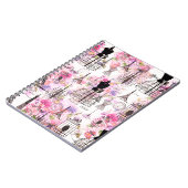  Eiffeltoren collage roze florale bloem Notitieboek (Linkerzijde)