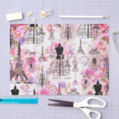  Eiffeltoren collage roze florale bloem Tissuepapier (Craft)