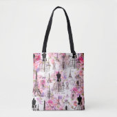  Eiffeltoren collage roze florale bloem Tote Bag (Voorkant)