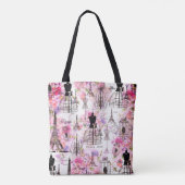  Eiffeltoren collage roze florale bloem Tote Bag (Achterkant)