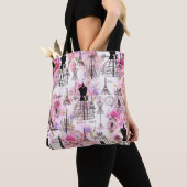  Eiffeltoren collage roze florale bloem Tote Bag (Dichtbij)