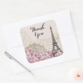 Eiffeltoren Collage Wildflower Dank u Vierkante Sticker (Envelop)